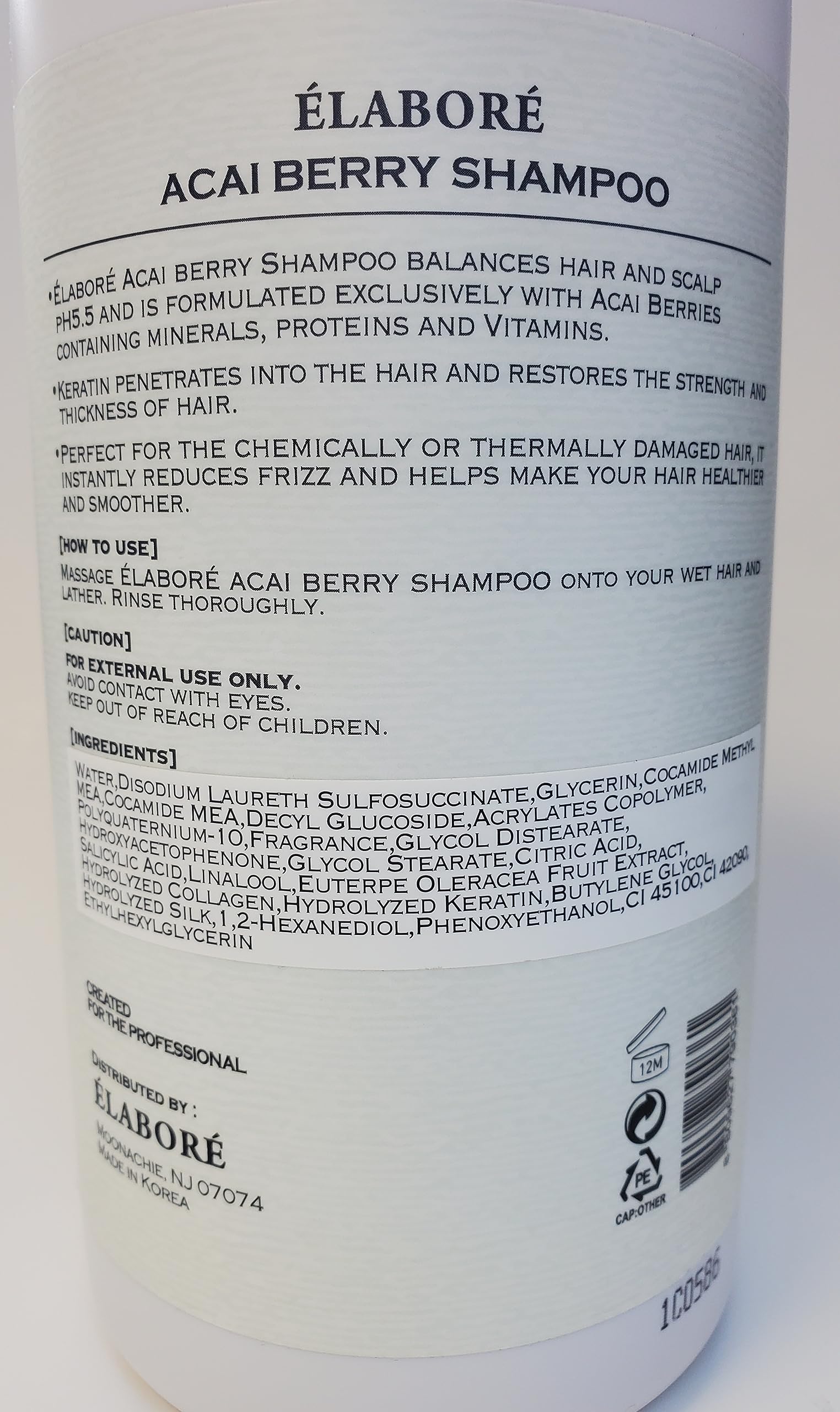 Elabore Acai Berry Super Hair Shampoo – Sulfate Free, 1000ml (33.8 fl oz)