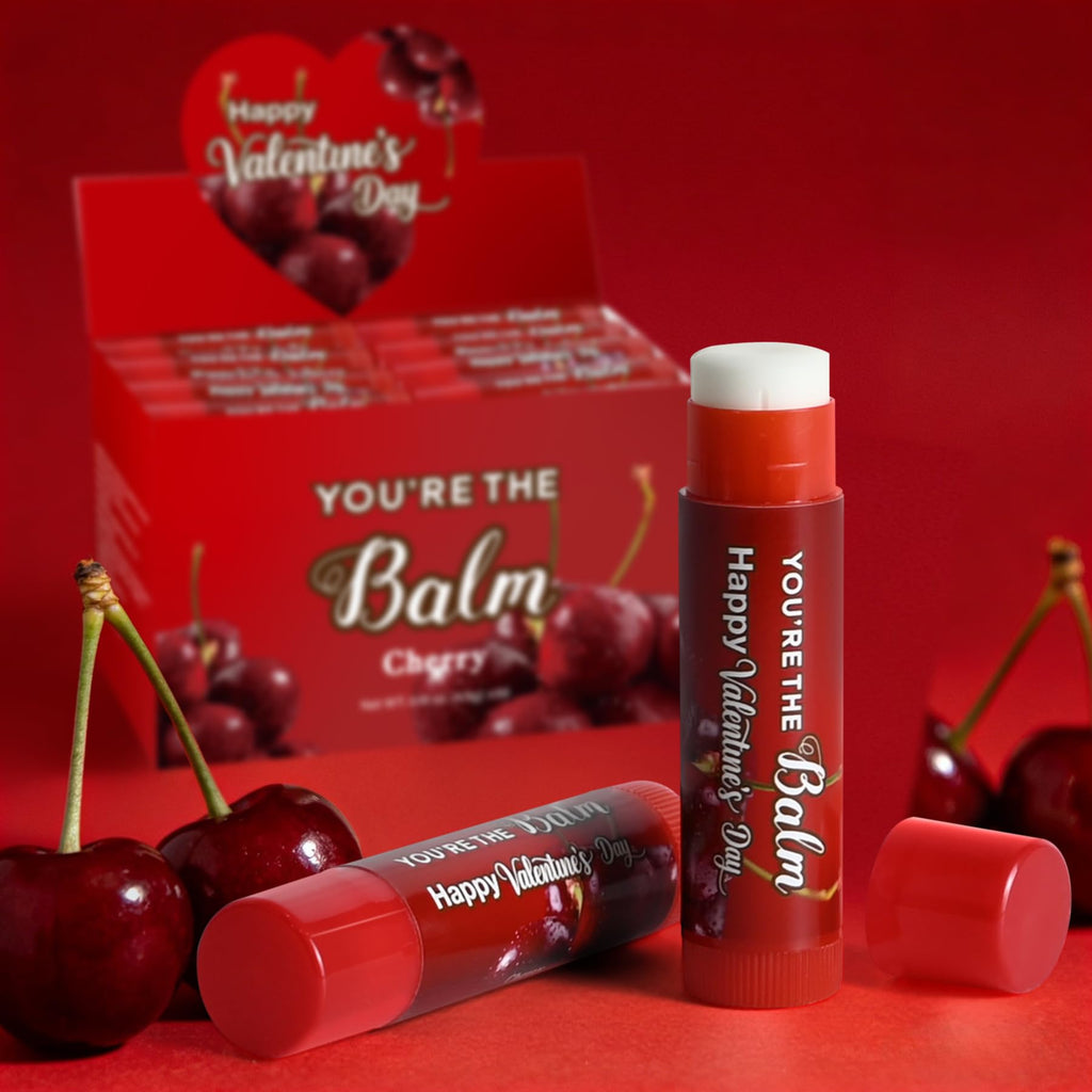 ElasignShopo 50-Pack Cherry Lip Balm Bulk for Valentines, Galentines & Party Favors