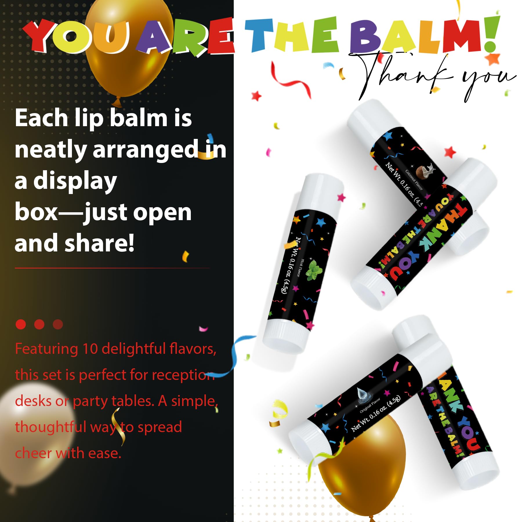 ElasignShopo 50 Pack Lip Balms Bulk — Employee Appreciation Gifts for Staff & Events