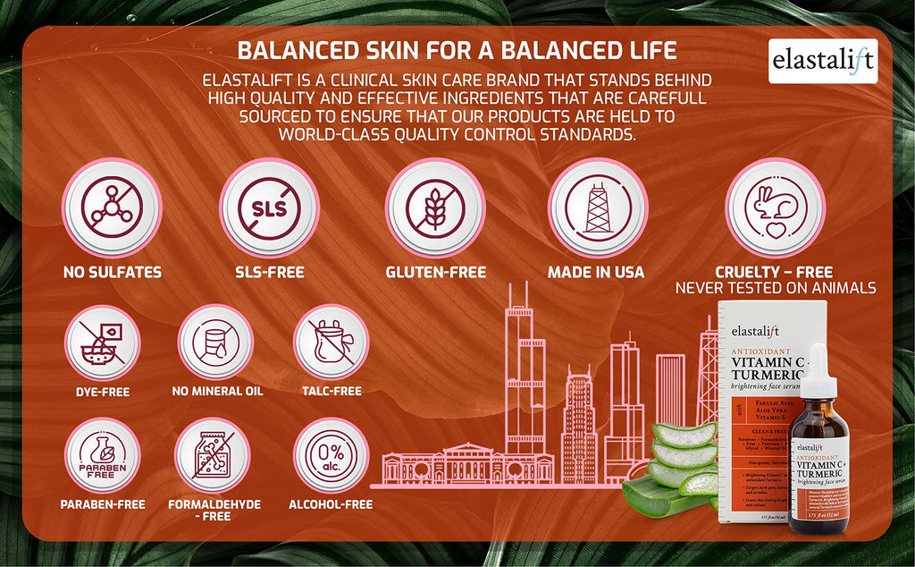 Elastalift Concentrated Vitamin C + Turmeric Oil Serum – Brighten & Hydrate Skin (1.75 Fl Oz)