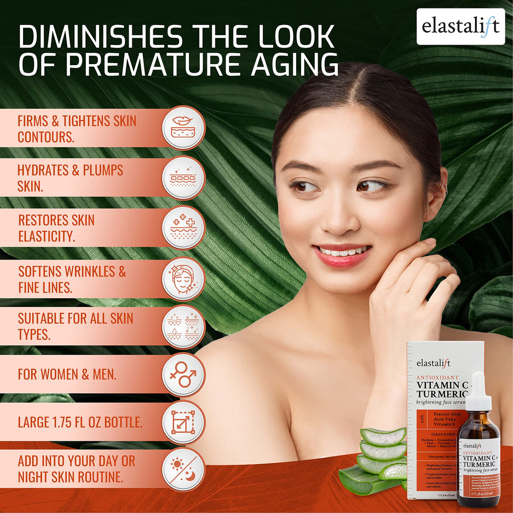 Elastalift Concentrated Vitamin C + Turmeric Oil Serum – Brighten & Hydrate Skin (1.75 Fl Oz)