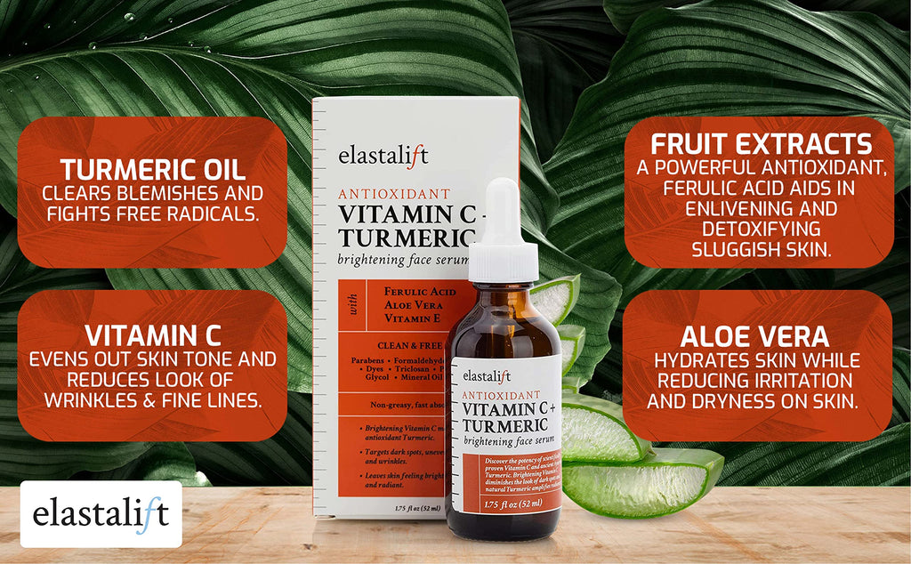 Elastalift Concentrated Vitamin C + Turmeric Oil Serum – Brighten & Hydrate Skin (1.75 Fl Oz)