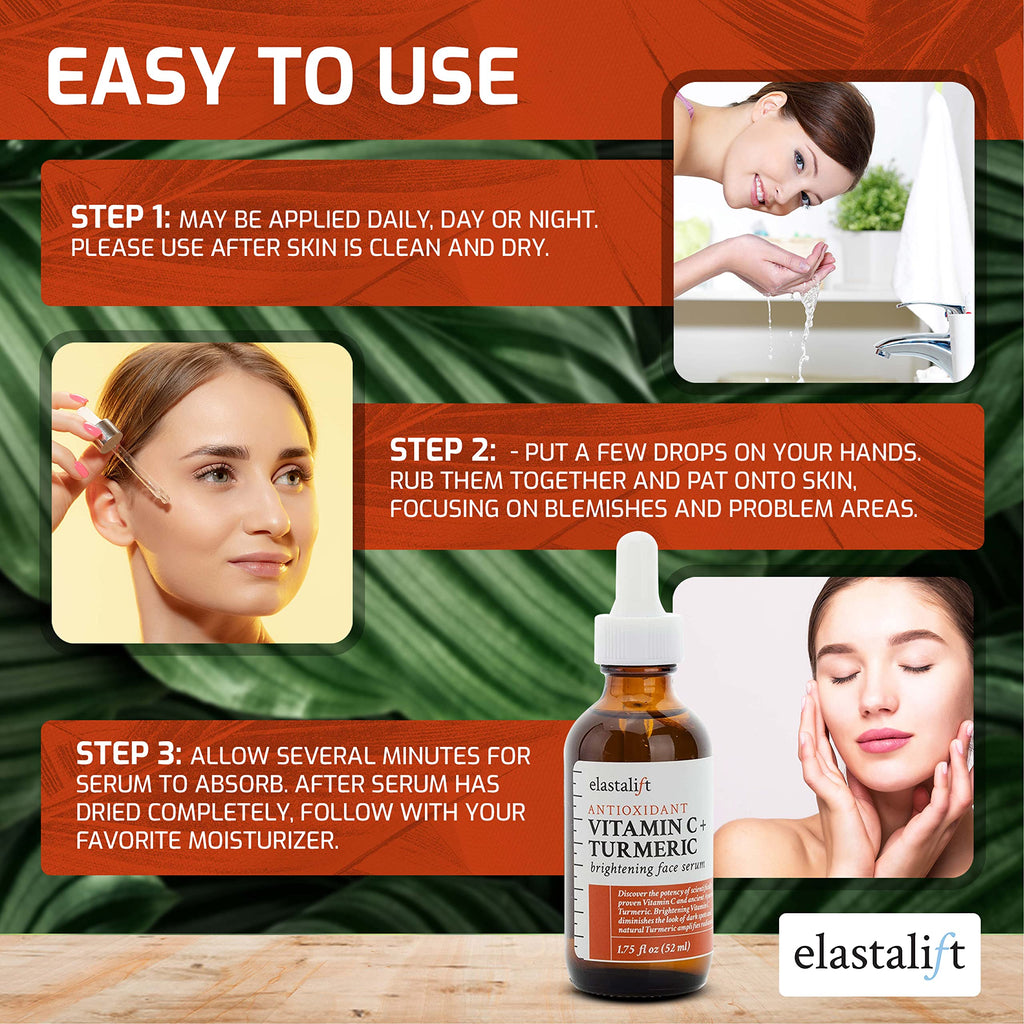 Elastalift Concentrated Vitamin C + Turmeric Oil Serum – Brighten & Hydrate Skin (1.75 Fl Oz)