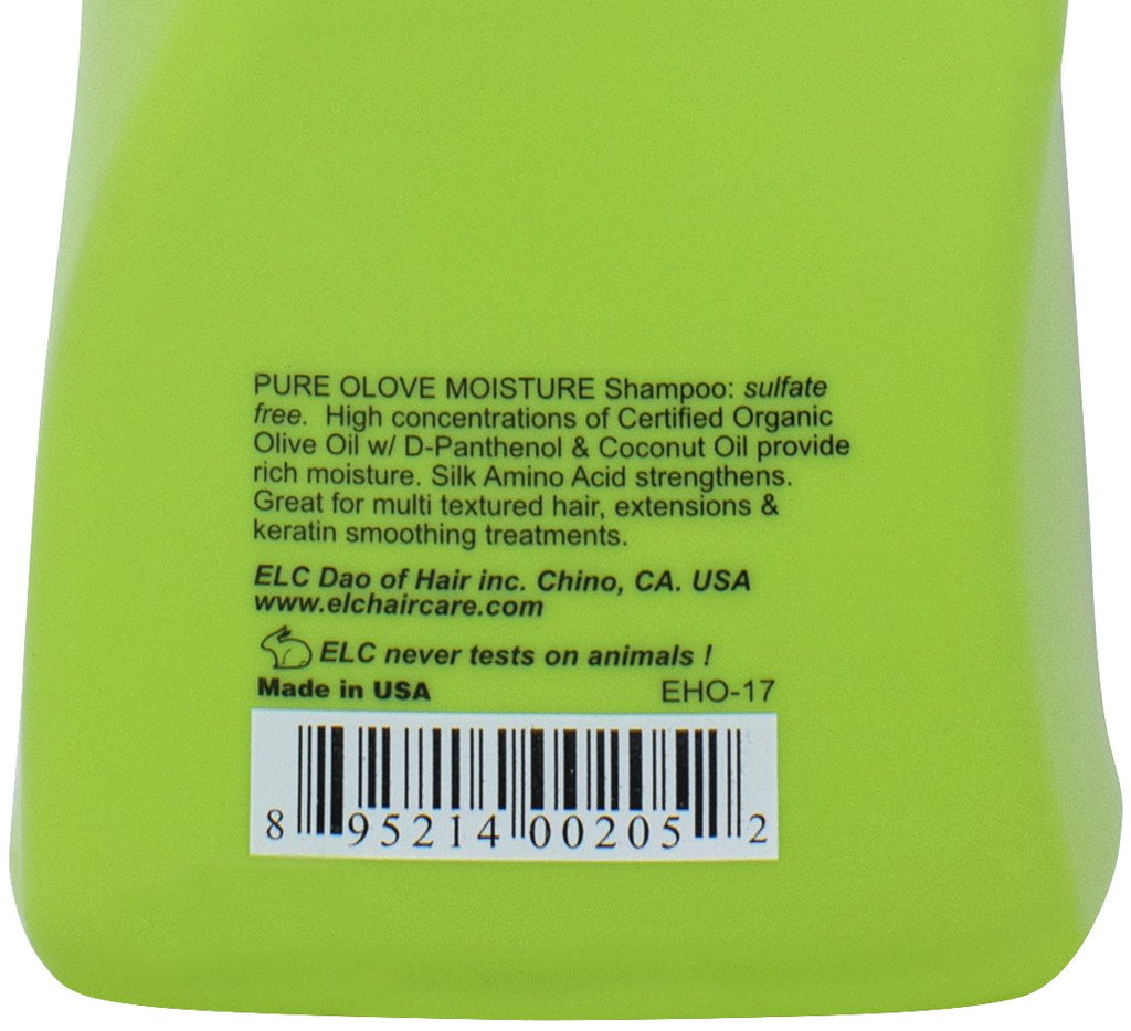 ELC Dao of Hair Pure Olove Moisturizing Shampoo (12oz) – Deep Hydration for Dry, Frizzy Hair