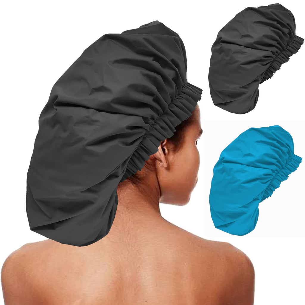 ELEBOX 2 Pack Premium X-Large Waterproof Shower Caps – Braids & Hair Protection