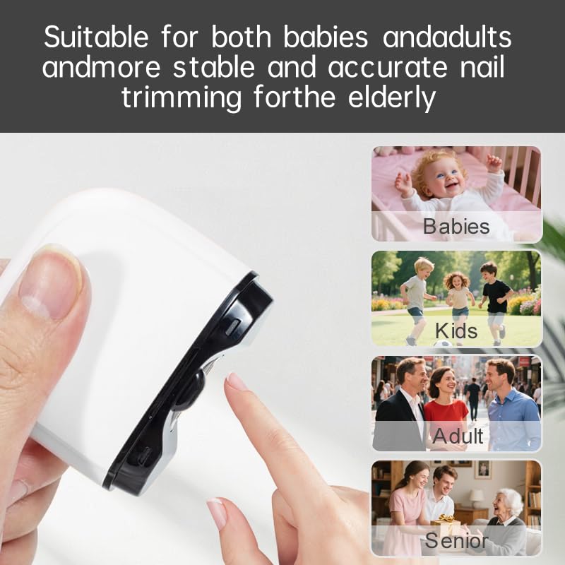 Electric Nail Clipper – 3-Speed USB-C Rechargeable Nail Trimmer with LED Light (Safe for Babies, Kids & Seniors)
