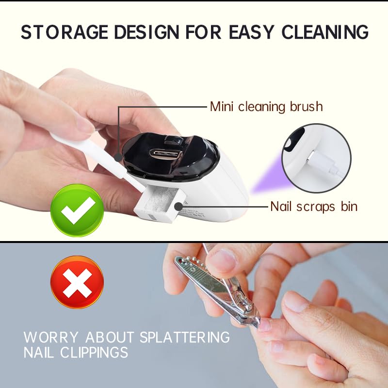 Electric Nail Clipper – 3-Speed USB-C Rechargeable Nail Trimmer with LED Light (Safe for Babies, Kids & Seniors)