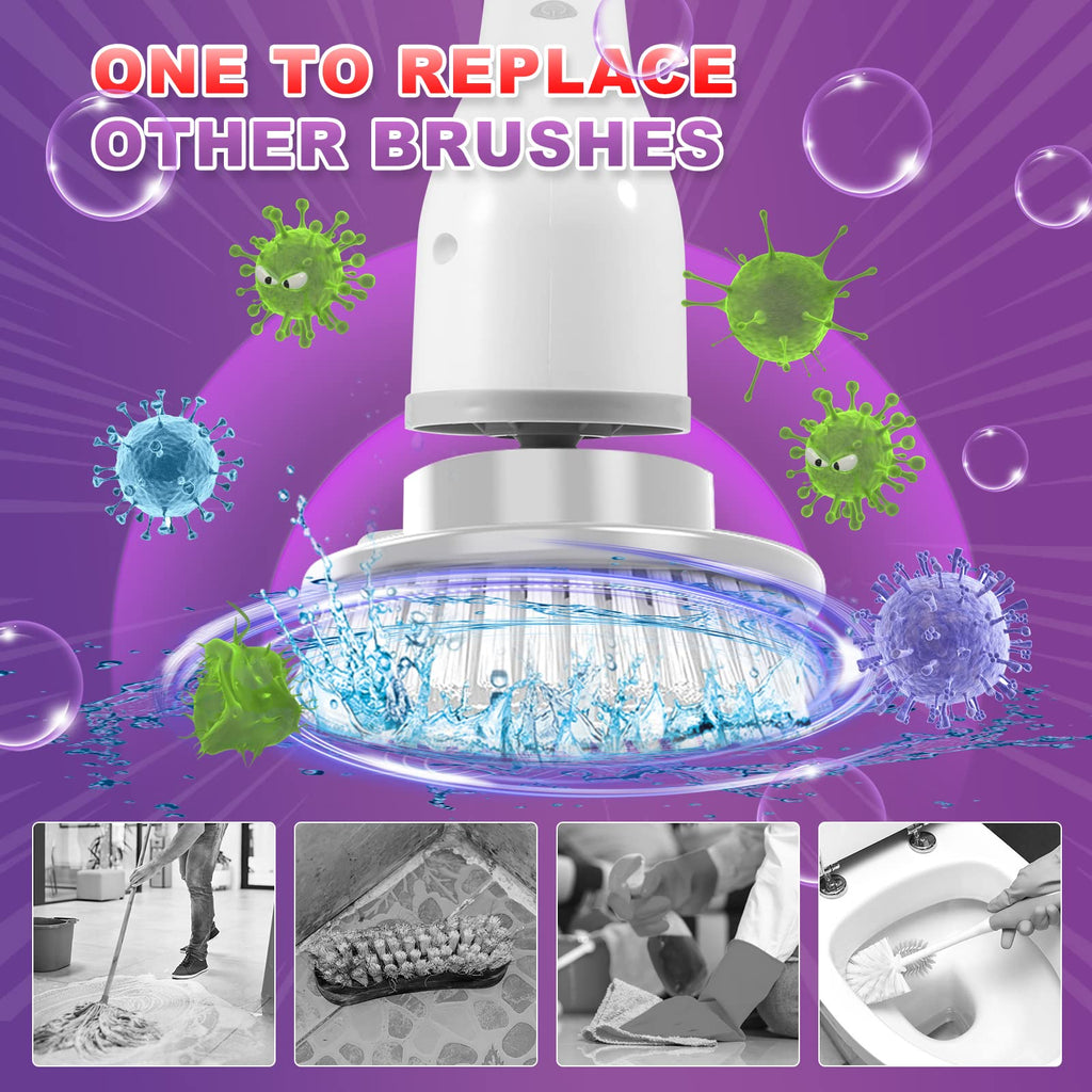 Electric Spin Scrubber — Cordless 2-Speed Cleaning with 7 Brush Heads & Extension Arm