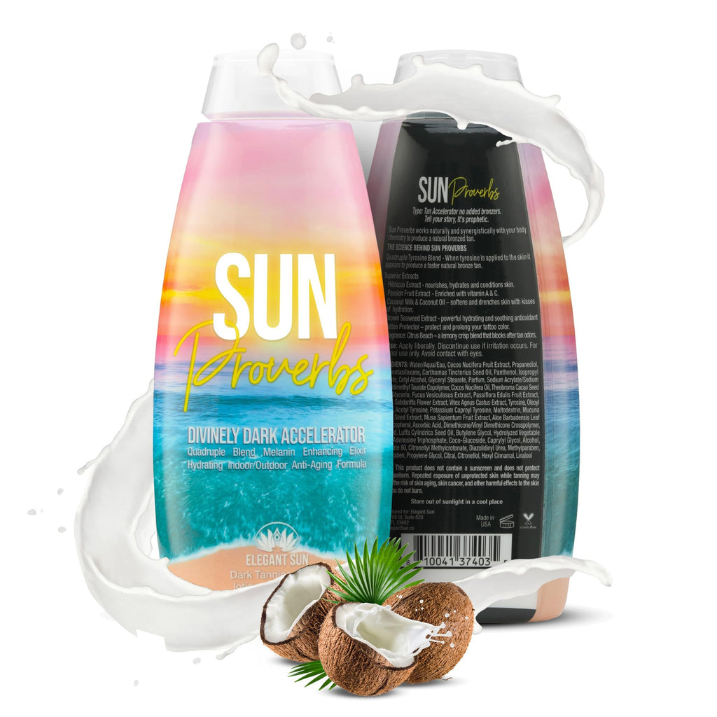 Elegant Sun Sun Proverbs – Bronzer-Free Tanning Lotion for Indoor & Outdoor Use