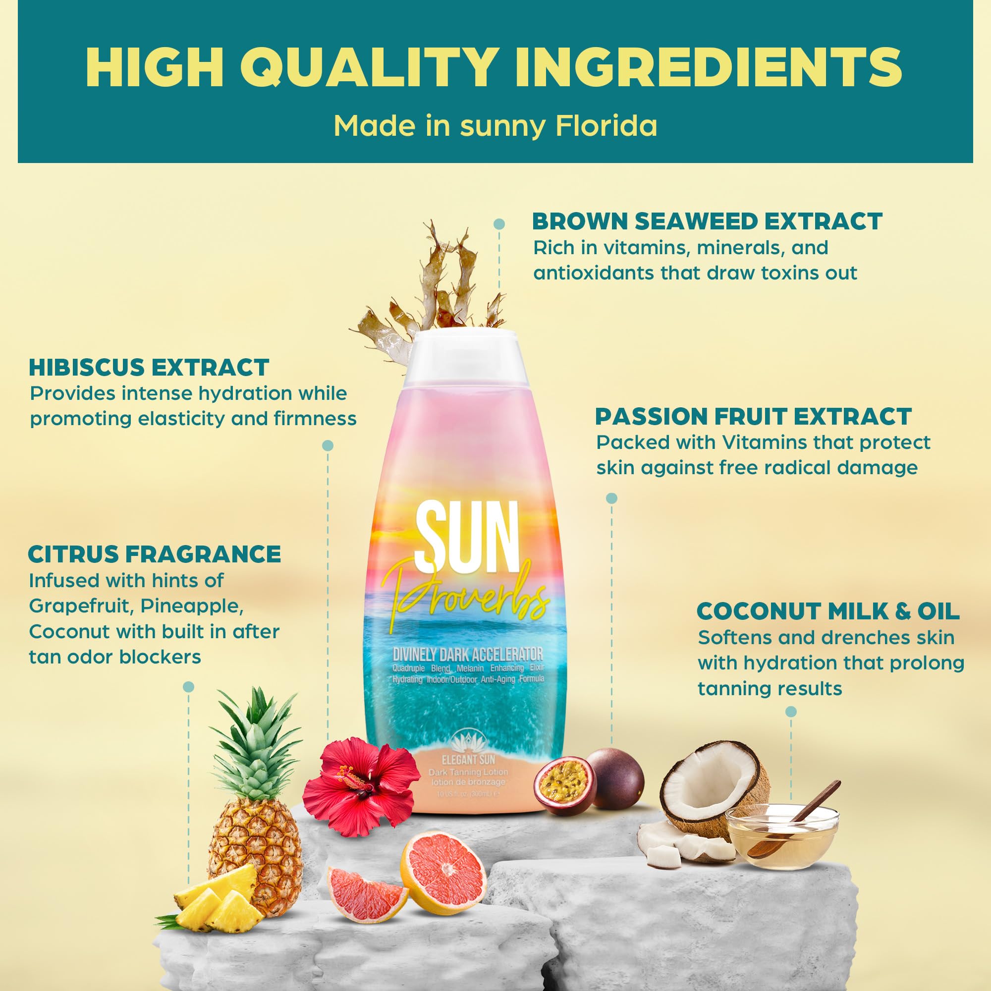 Elegant Sun Sun Proverbs – Bronzer-Free Tanning Lotion for Indoor & Outdoor Use