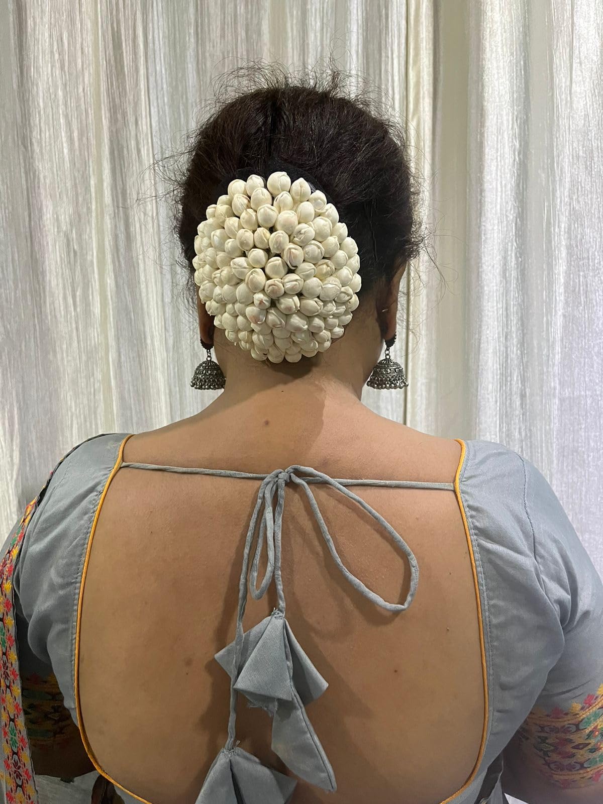 White Gajra Artificial Flower Hair Accessory – Traditional Indian Bridal & Mehndi Decor
