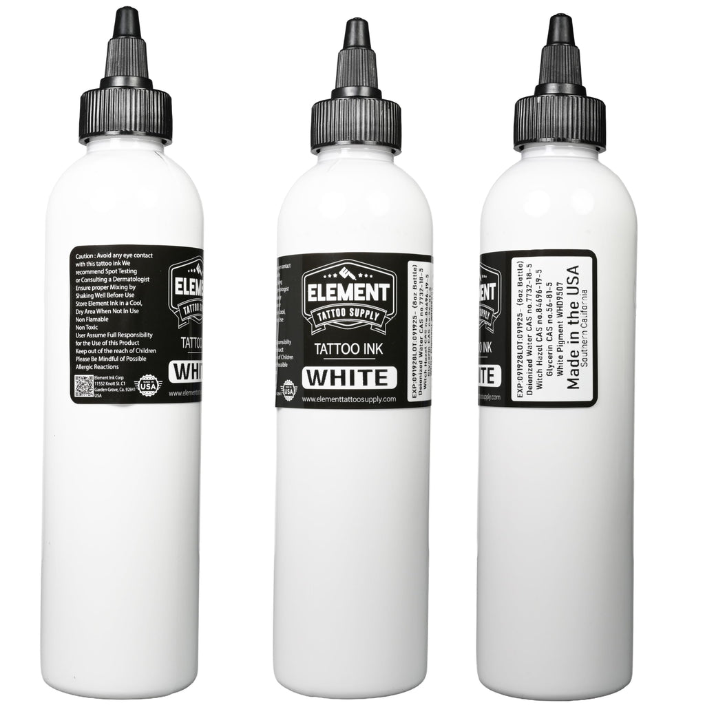 Element Tattoo Supply Black & White Ink Set – 8oz for Outlines, Shading & Highlights