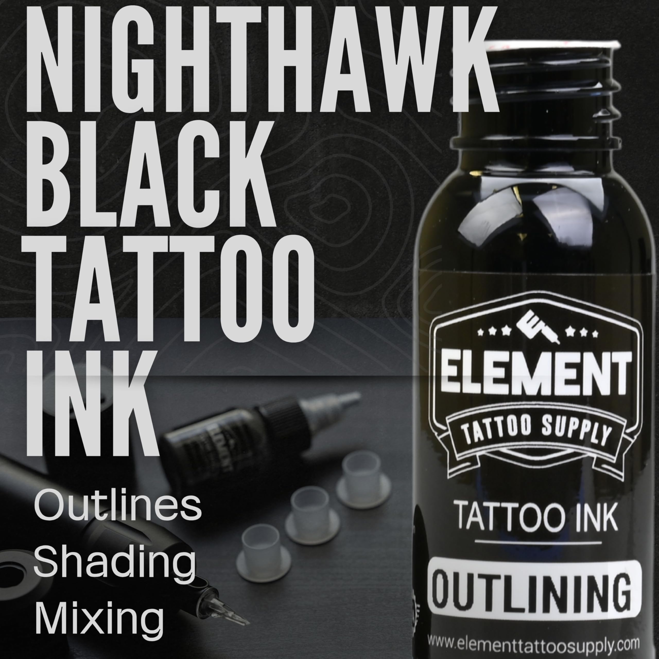Element Tattoo Supply Black & White Ink Set – 8oz for Outlines, Shading & Highlights