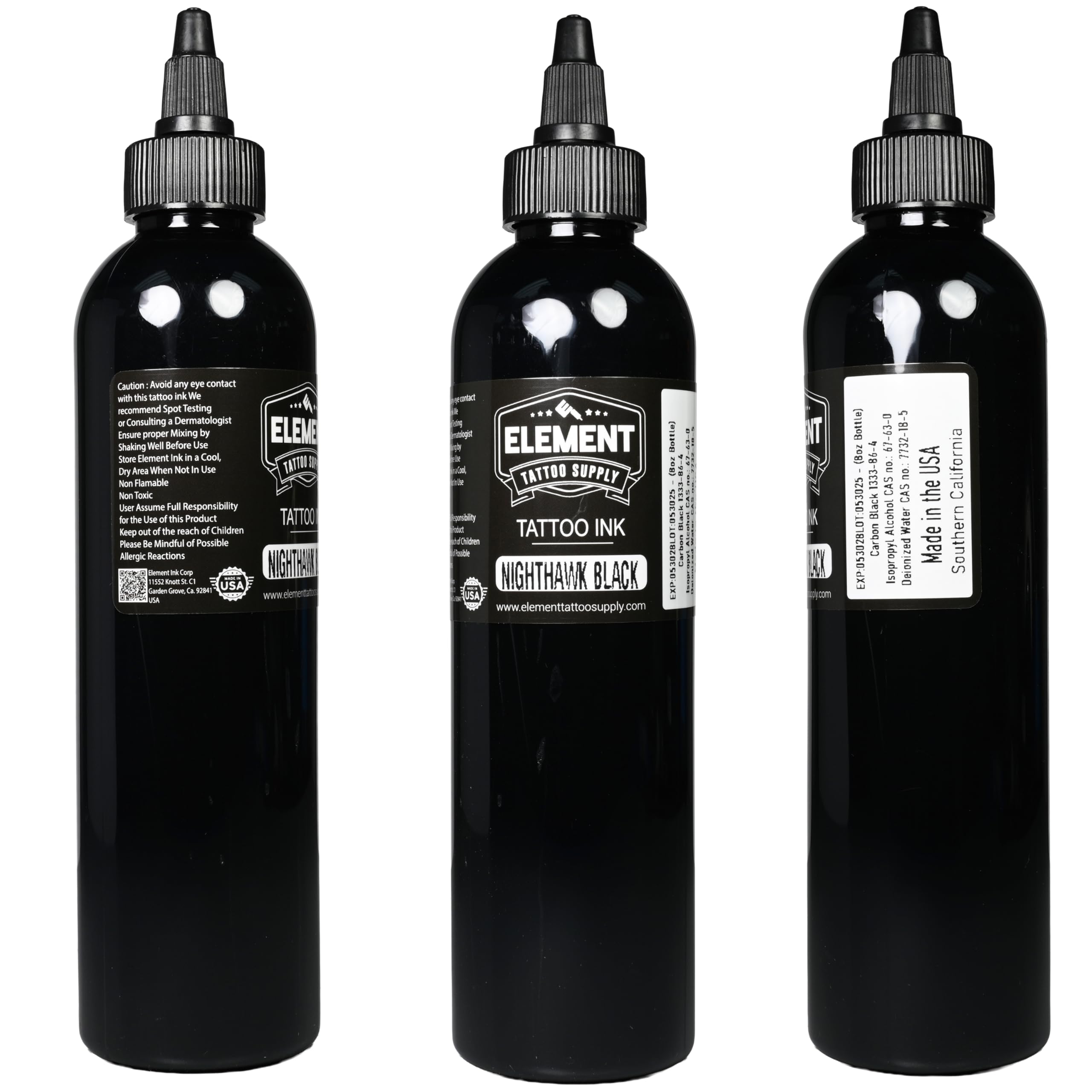Element Tattoo Supply Black & White Ink Set – 8oz for Outlines, Shading & Highlights