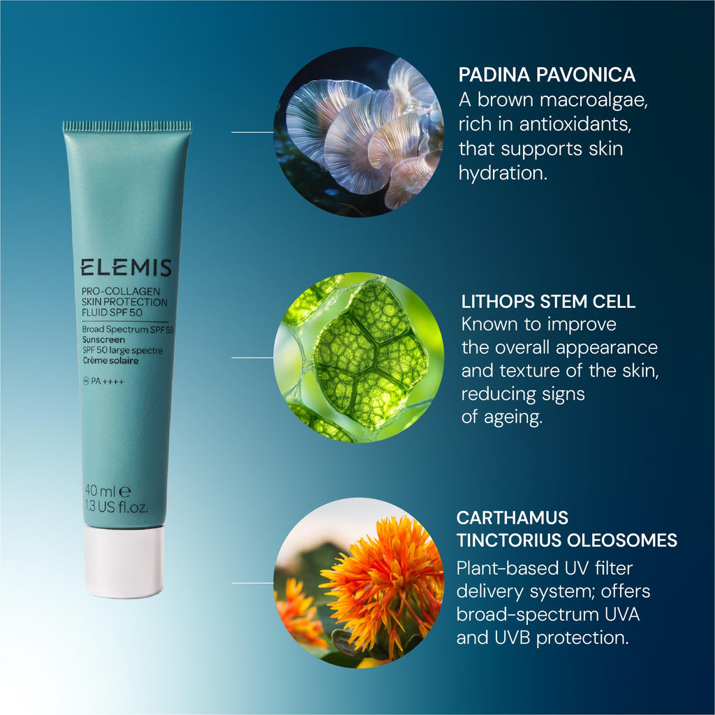 Elemis Pro-Collagen Skin Protection Fluid SPF 50 | Hydrating Face Sunscreen | 40ml