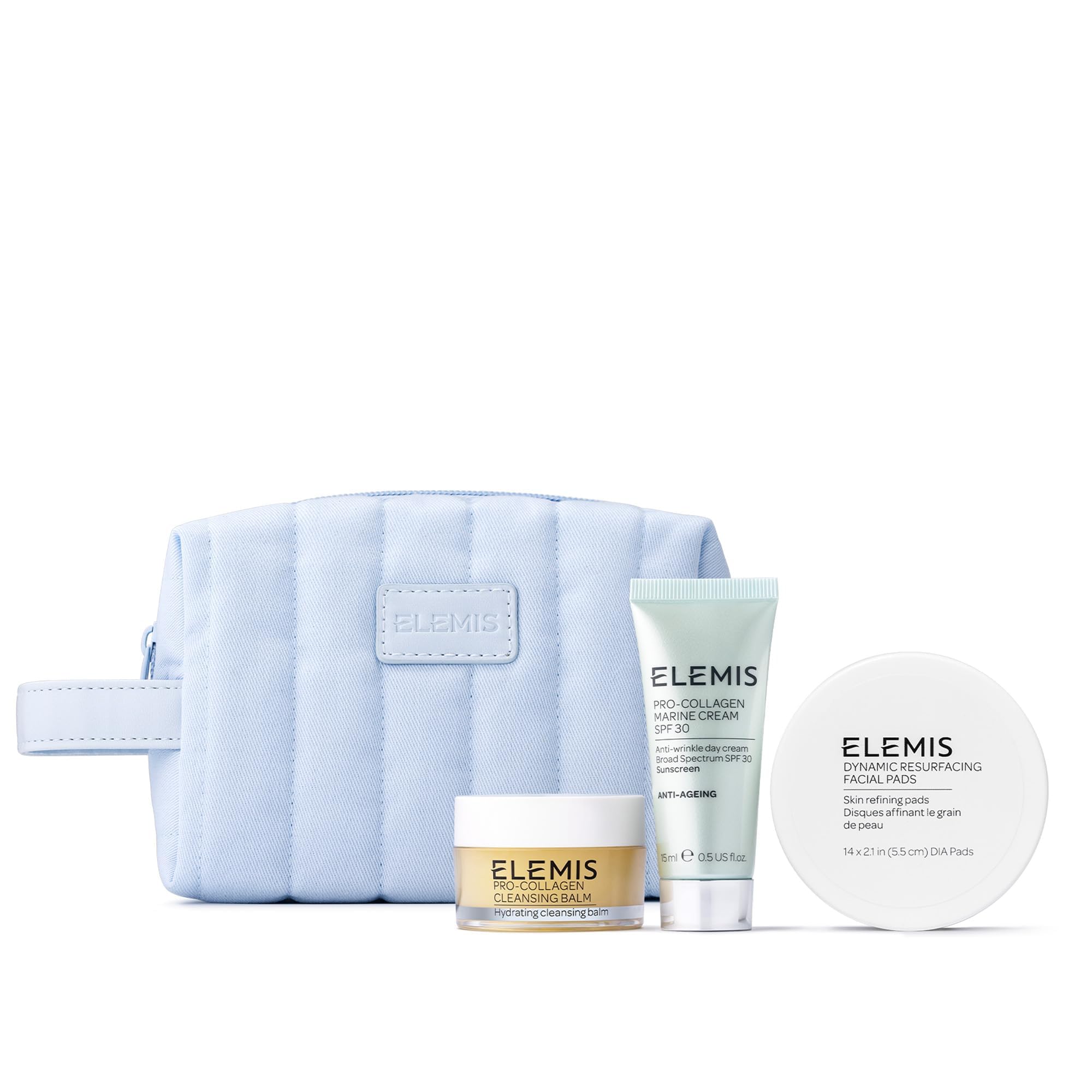 ELEMIS Healthy Skin Travel Set | Pro-Collagen Cleansing Balm Mini, Marine Cream SPF 30 Mini & Dynamic Resurfacing Pads