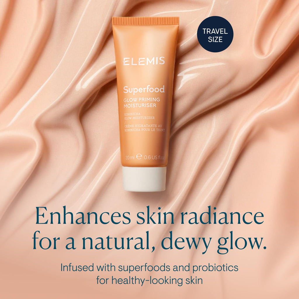 ELEMIS Superfood Glow Priming Moisturizer 20ml – Travel-Size Radiance & Primer for Glowing Skin