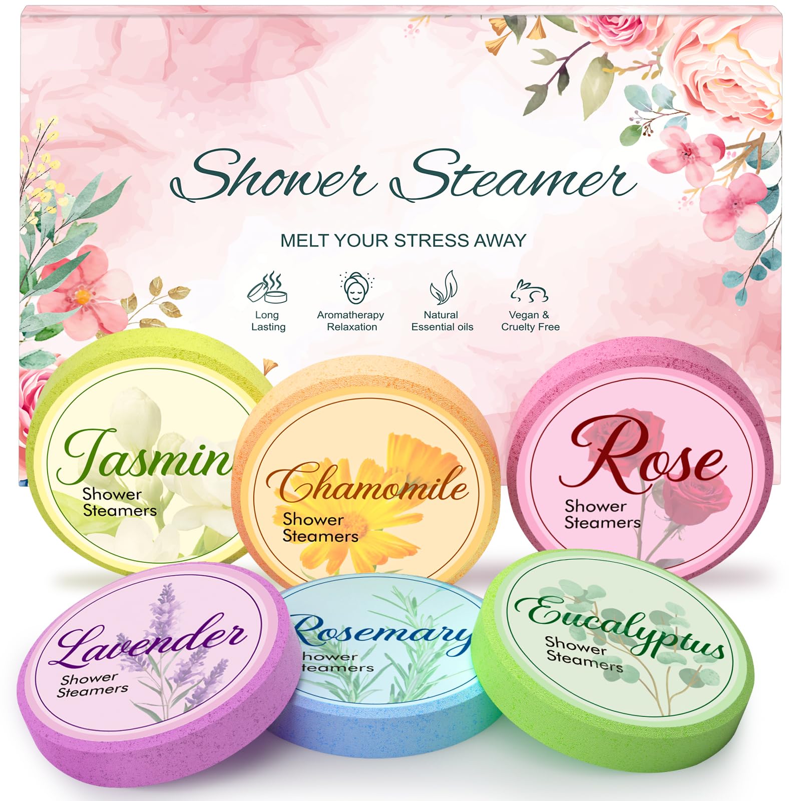 Eletorot 6-Pack Shower Steamers for Her – Aromatherapy Self-Care Gift Set