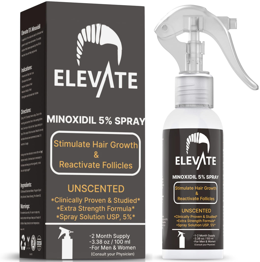 Elevate 5% Minoxidil Hair Regrowth Spray – Extra Strength for Men & Women (1 Month)