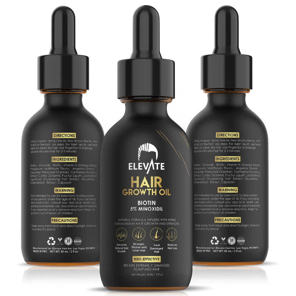 Elevate Hair Regrowth Treatment 5% Minoxidil with Biotin — Fuller, Thicker Hair (2oz)