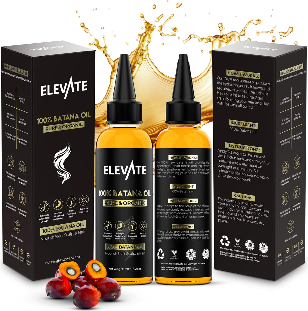 Elevate Batana Oil for Hair Growth – 100% Pure, Cold-Pressed Honduran Oil | 4 Fl Oz