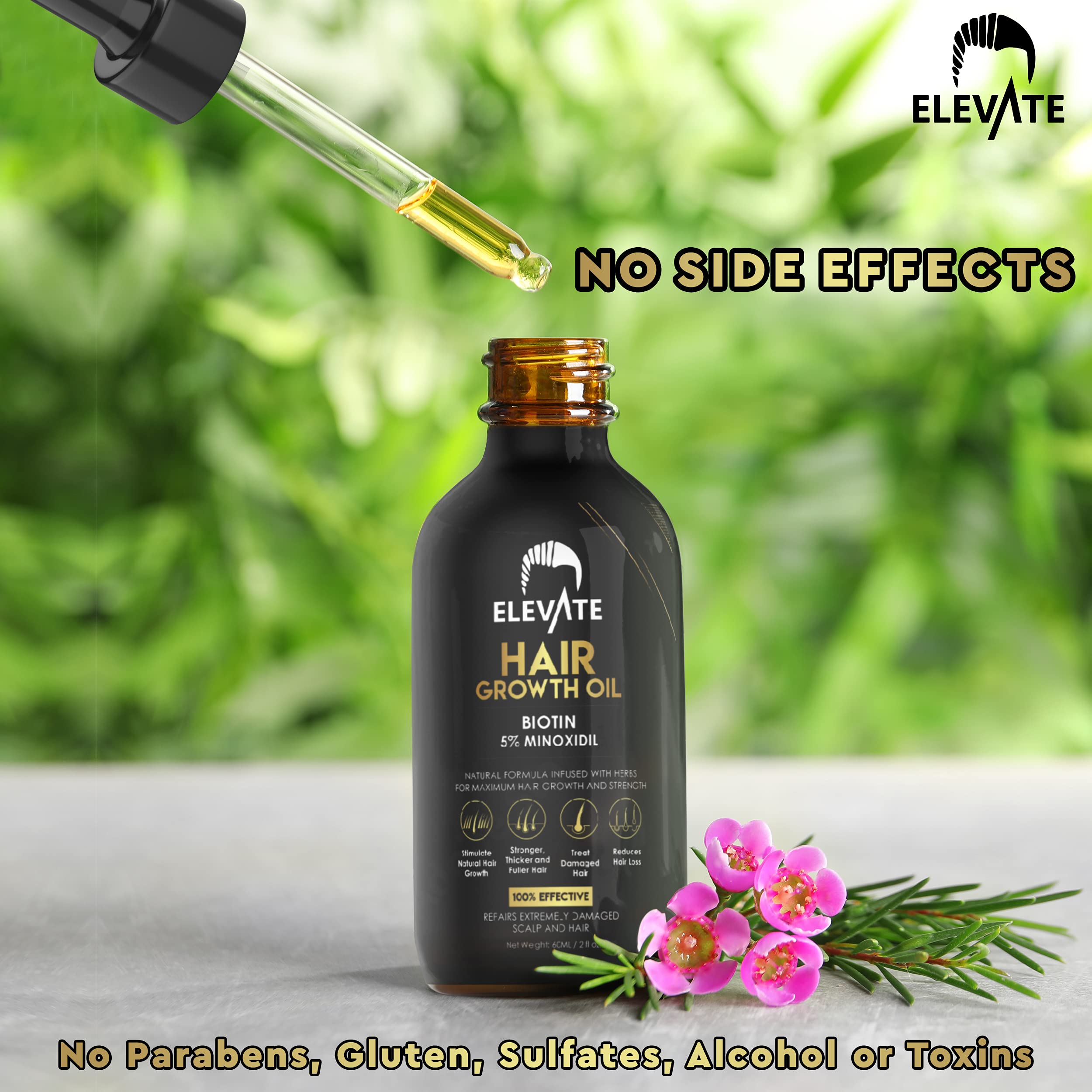 Elevate Hair Regrowth Treatment 5% Minoxidil with Biotin — Fuller, Thicker Hair (2oz)