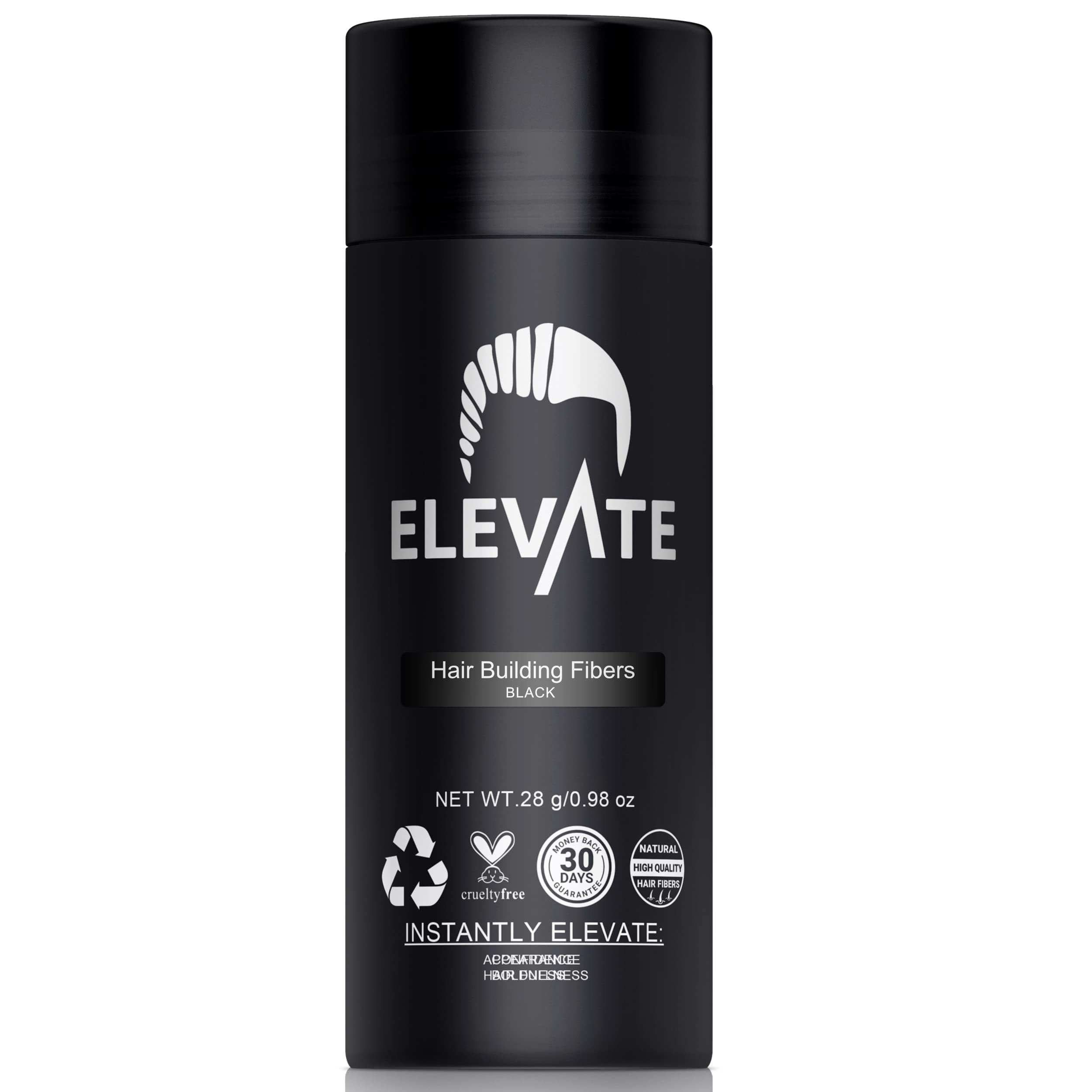 Elevate Hair Fibers – Instant Thickening & Concealment for Men & Women | Black, 28g