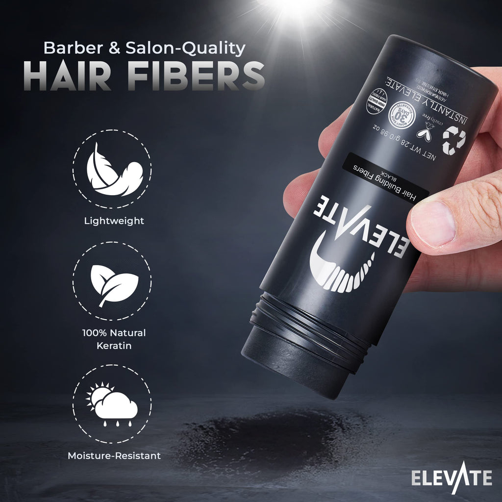 Elevate Hair Fibers – Instant Thickening & Concealment for Men & Women | Black, 28g