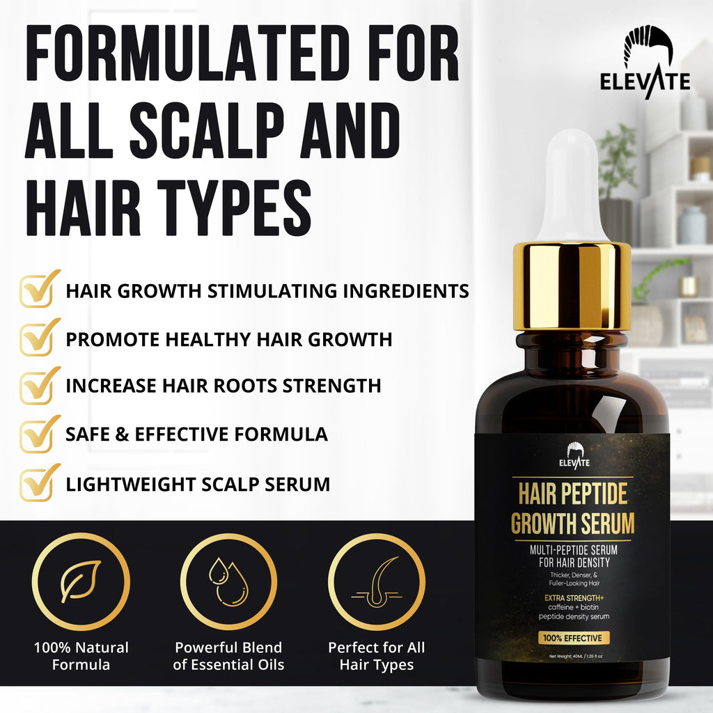 Elevate Multi-Peptide Hair Growth Serum – Caffeine + Biotin for Fuller, Thicker, Visibly Longer Hair