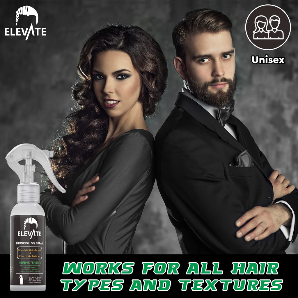 Elevate 5% Minoxidil Spray – Alcohol-Free, Extra Strength Hair Growth for Men & Women | 1 Month Supply