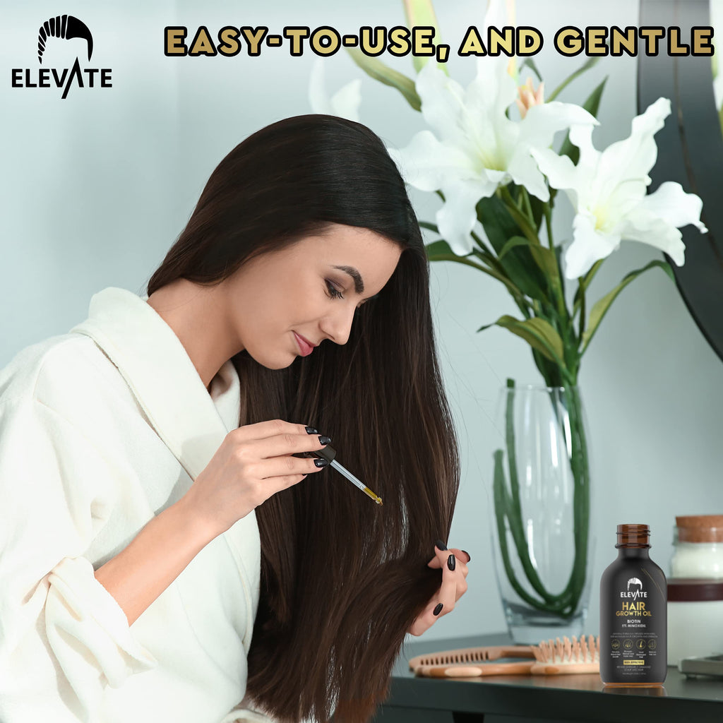 Elevate Hair Regrowth Treatment 5% Minoxidil with Biotin — Fuller, Thicker Hair (2oz)