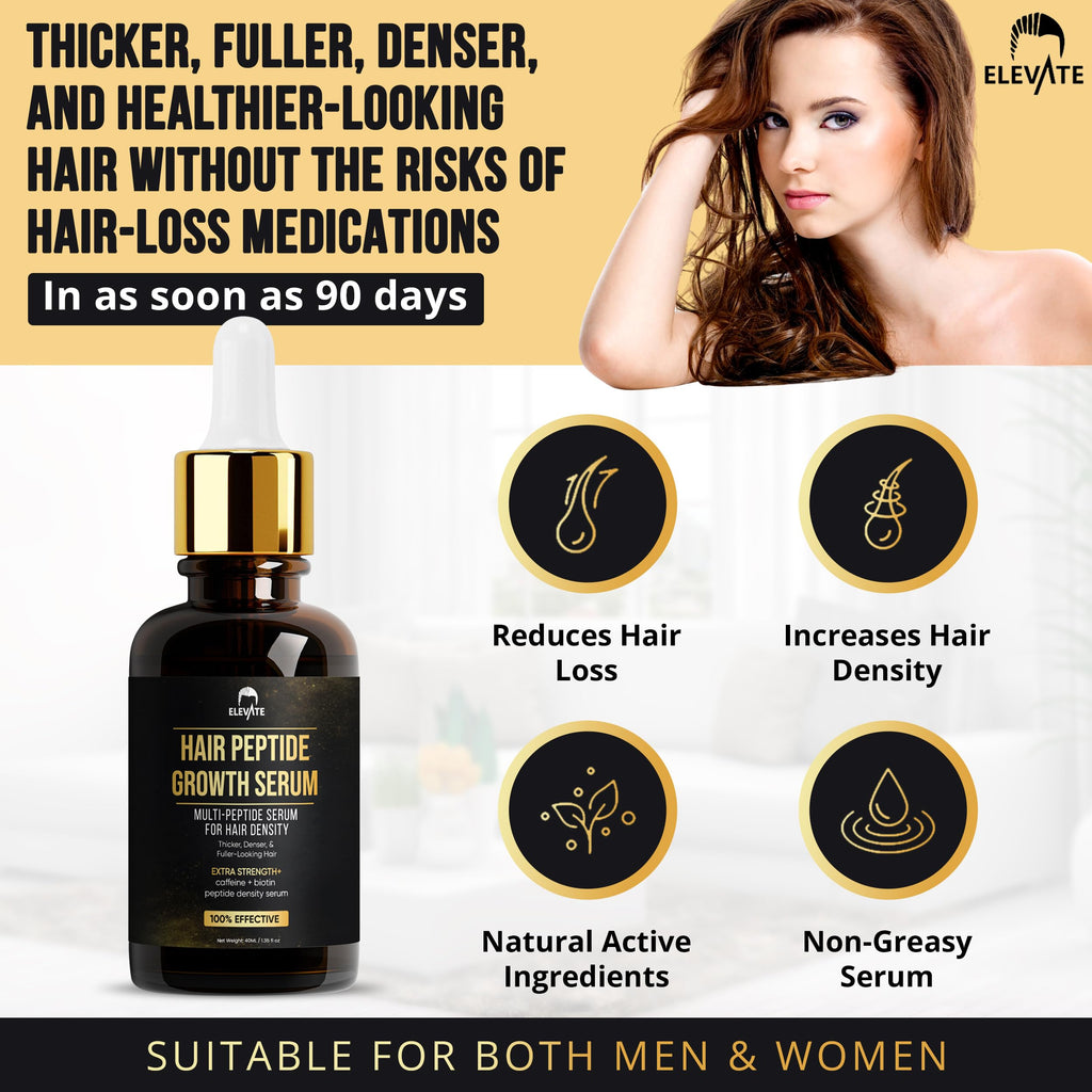 Elevate Multi-Peptide Hair Growth Serum – Caffeine + Biotin for Fuller, Thicker, Visibly Longer Hair