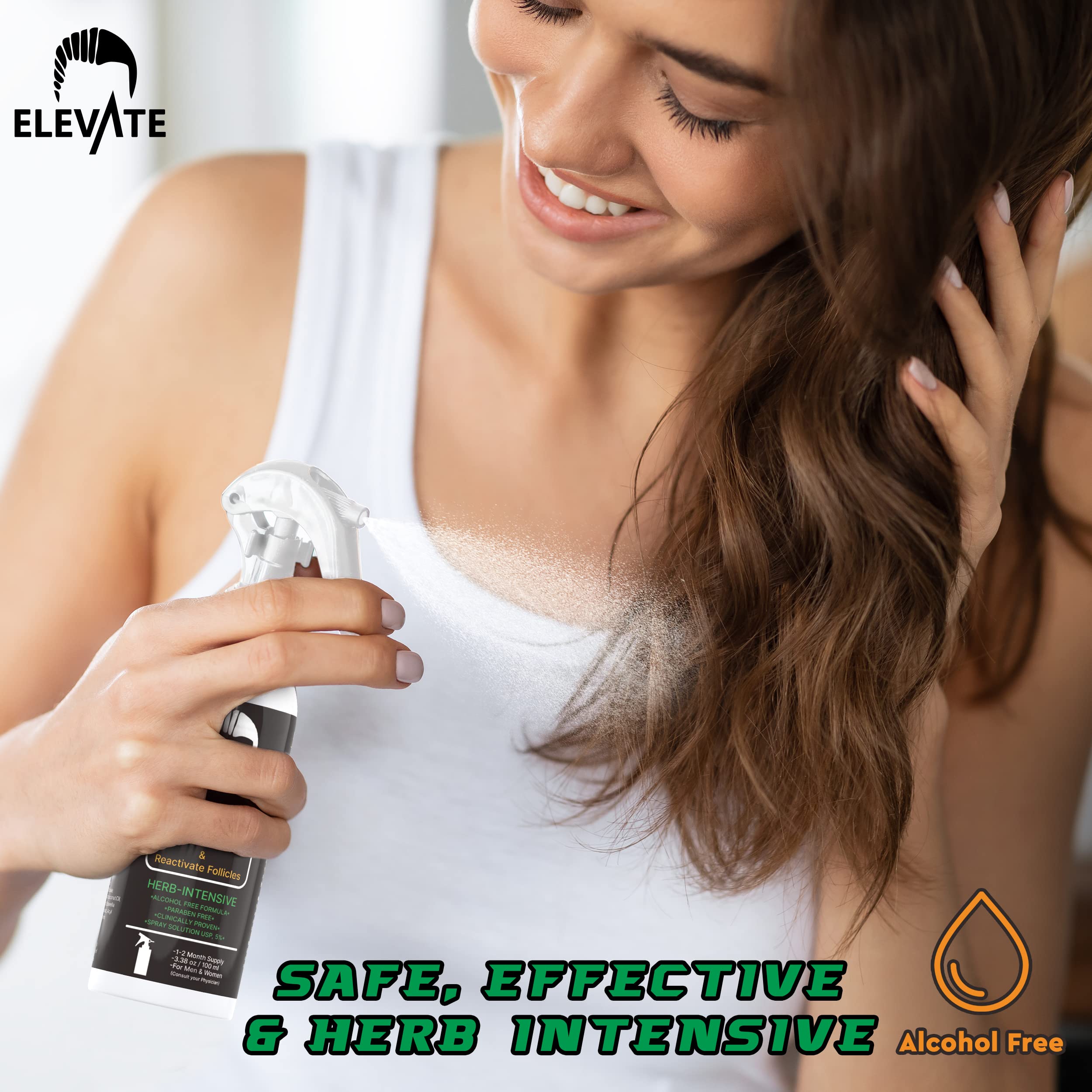 Elevate 5% Minoxidil Spray – Alcohol-Free, Extra Strength Hair Growth for Men & Women | 1 Month Supply