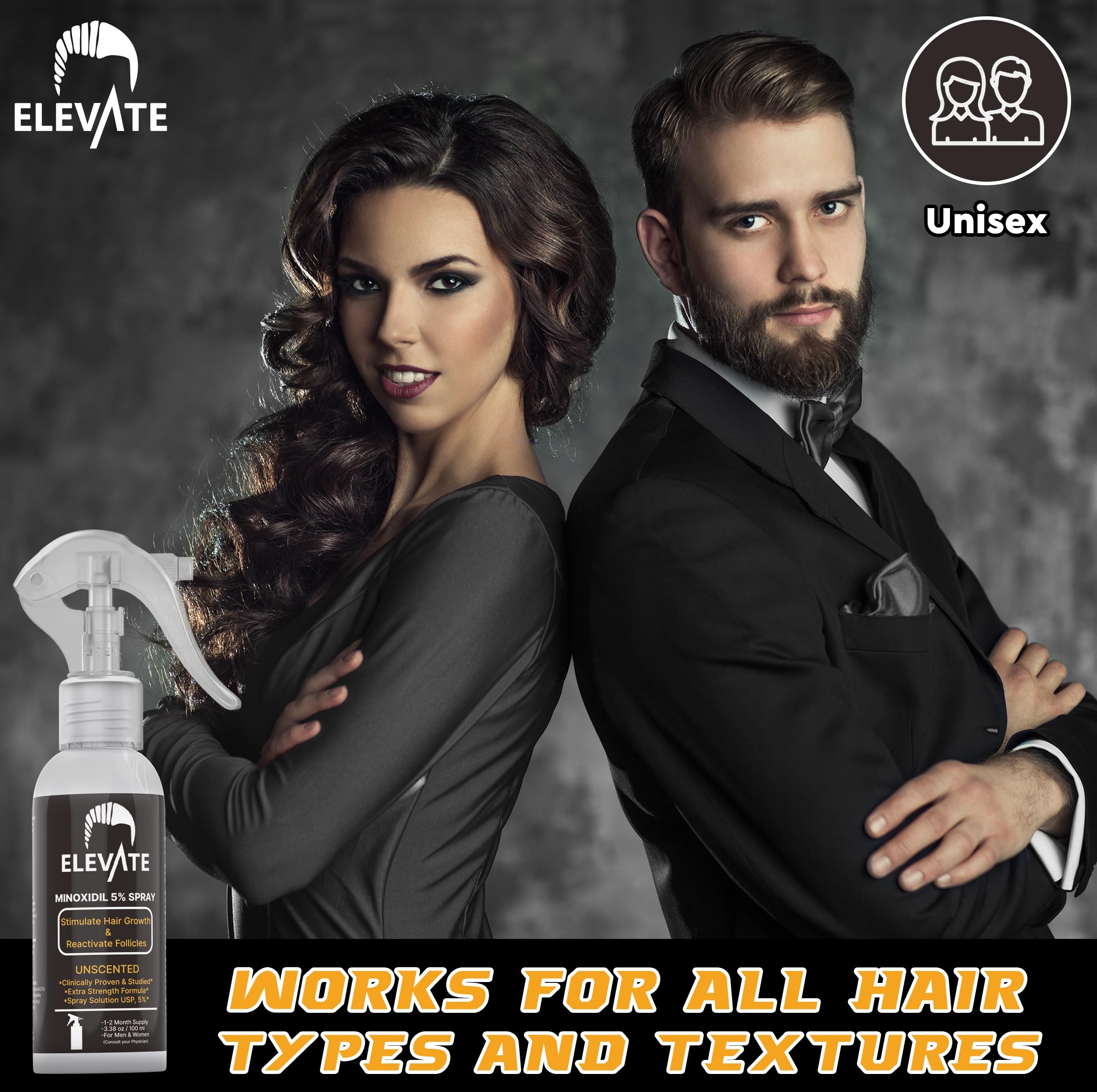 Elevate 5% Minoxidil Hair Regrowth Spray – Extra Strength for Men & Women (1 Month)