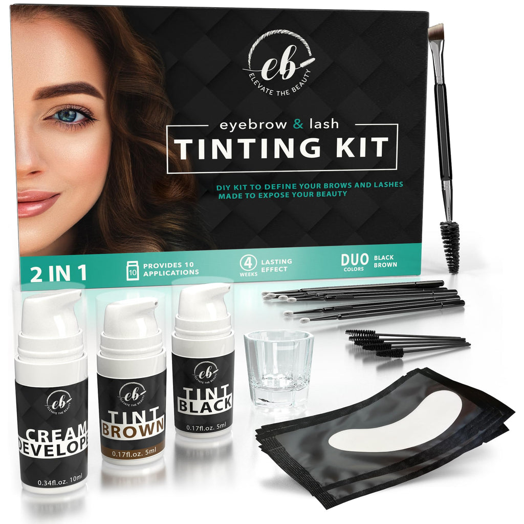 Elevate the Beauty Eyebrow & Lash Kit — Black & Brown, 10 Applications, Vegan 2-in-1