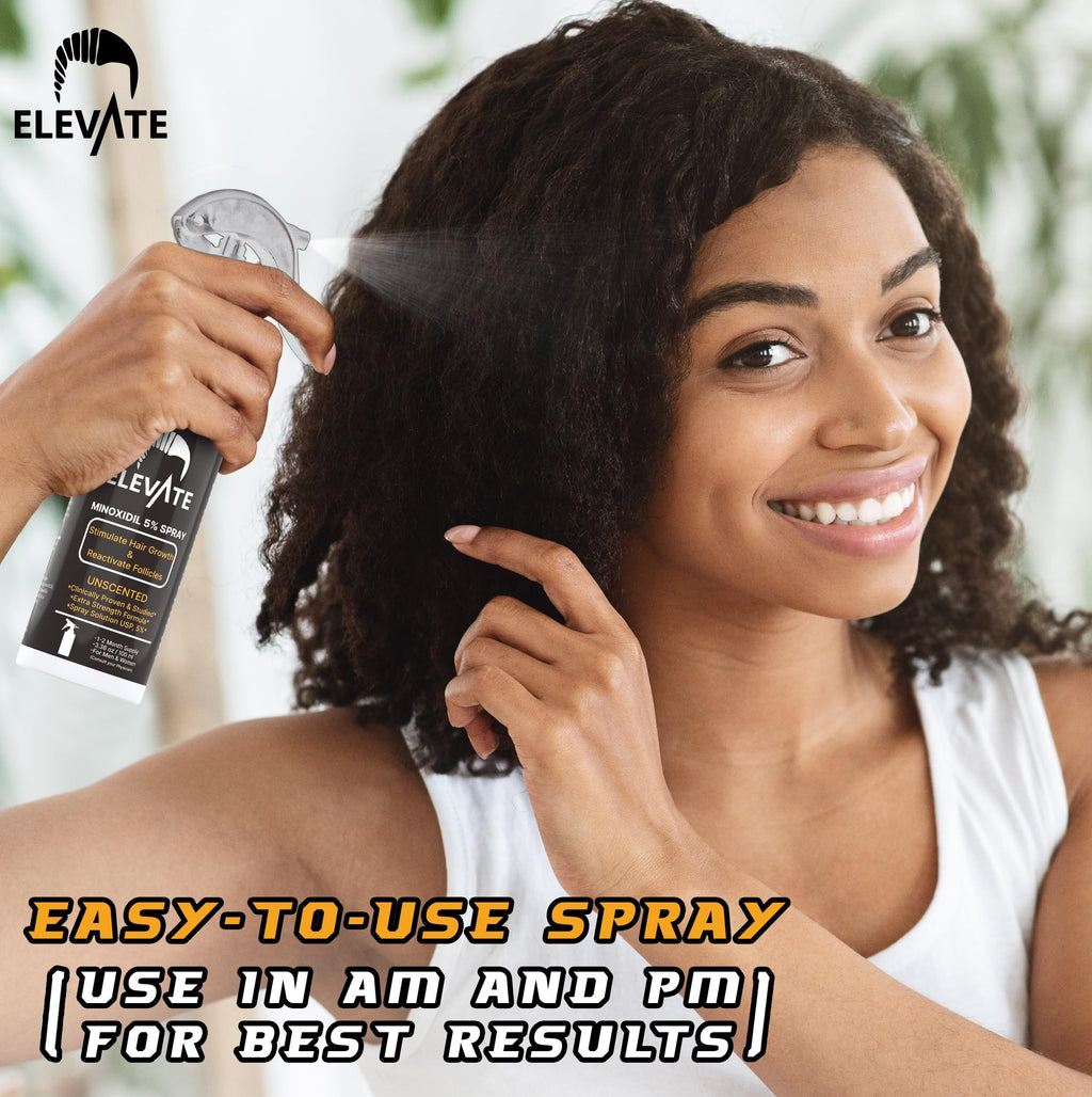 Elevate 5% Minoxidil Hair Regrowth Spray – Extra Strength for Men & Women (1 Month)