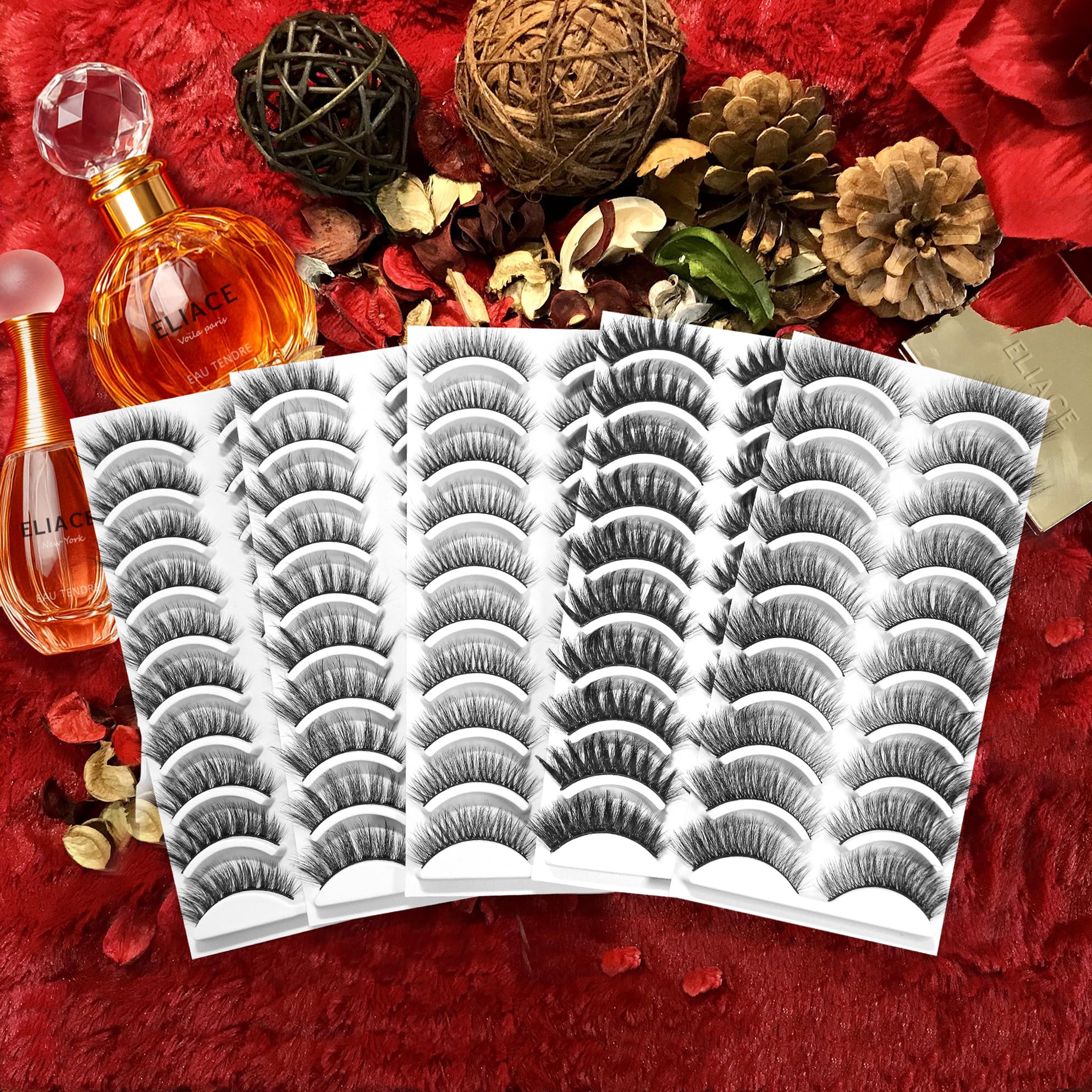 Eliace Eyelashes – 50 Pairs, 5 Styles | Luxurious Faux Mink, Natural Look