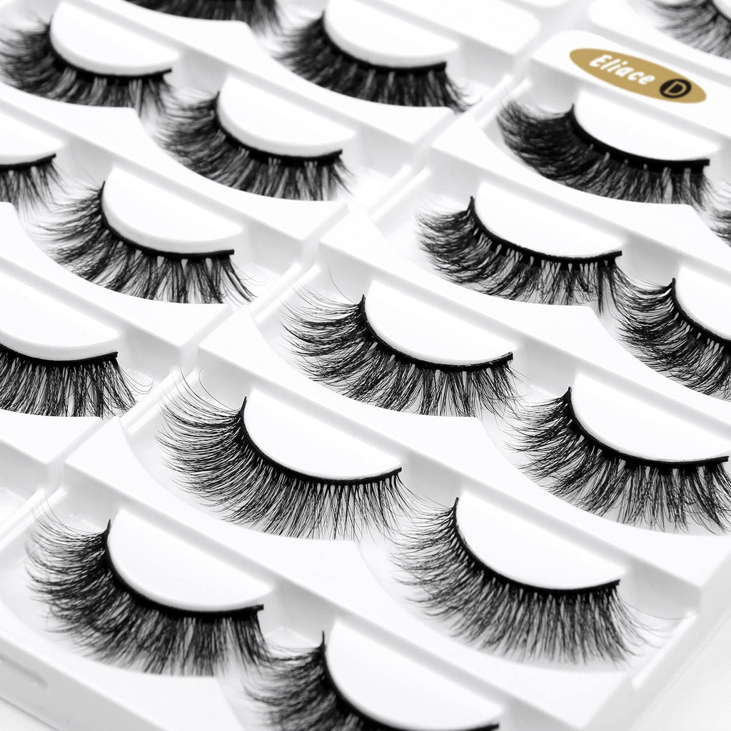 Eliace False Eyelashes | Natural Cat Eye Wispy 6D Mink, 30 Pairs, 10 Styles