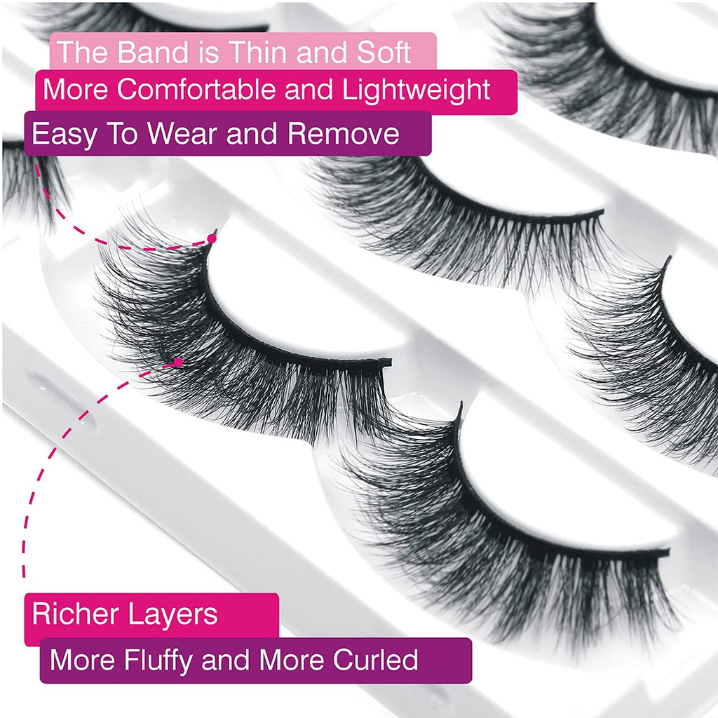 Eliace False Eyelashes | Natural Cat Eye Wispy 6D Mink, 30 Pairs, 10 Styles