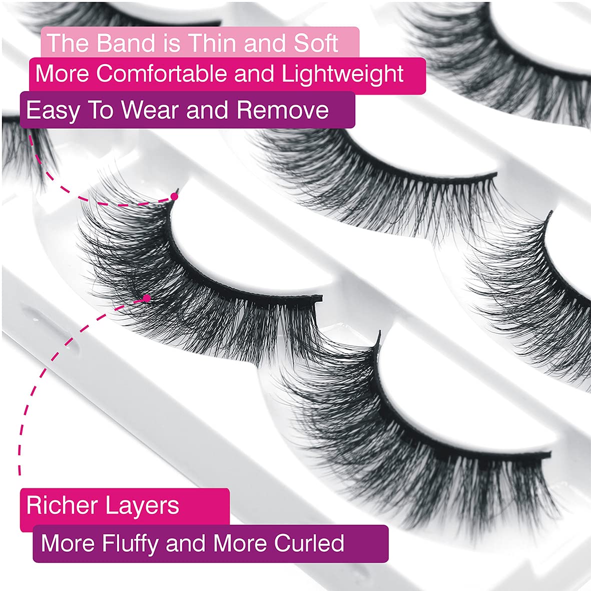 Eliace False Eyelashes | Natural Cat Eye Wispy 6D Mink, 30 Pairs, 10 Styles