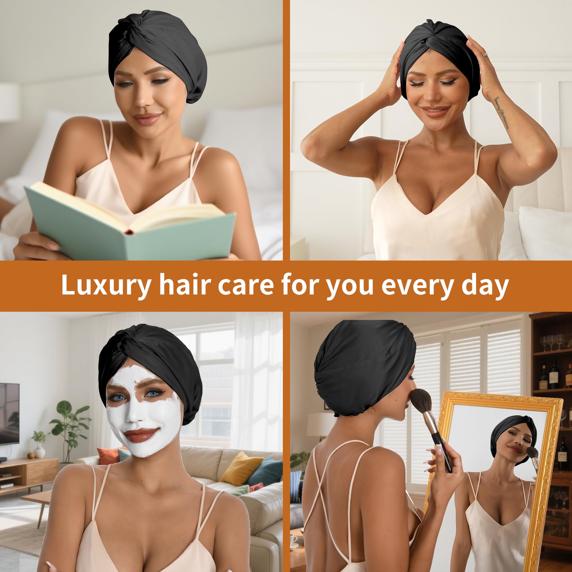 ELIO Adjustable Silk Satin Sleep Bonnet – 5% Mulberry Silk, Double Layer, Back-Clasp for All Hair Types