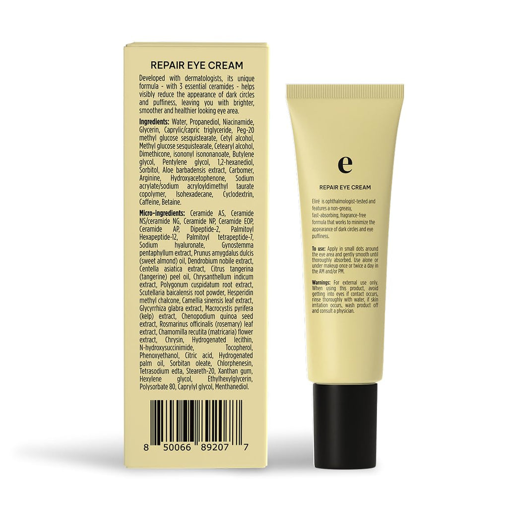 Eliré Korean Repair Eye Cream – Ceramide-Rich, Caffeine-Boost Under-Eye Treatment (15ml)