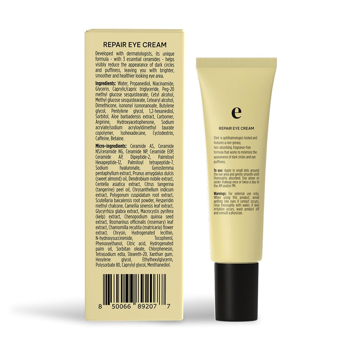 Eliré Korean Repair Eye Cream – Ceramide-Rich, Caffeine-Boost Under-Eye Treatment (15ml)