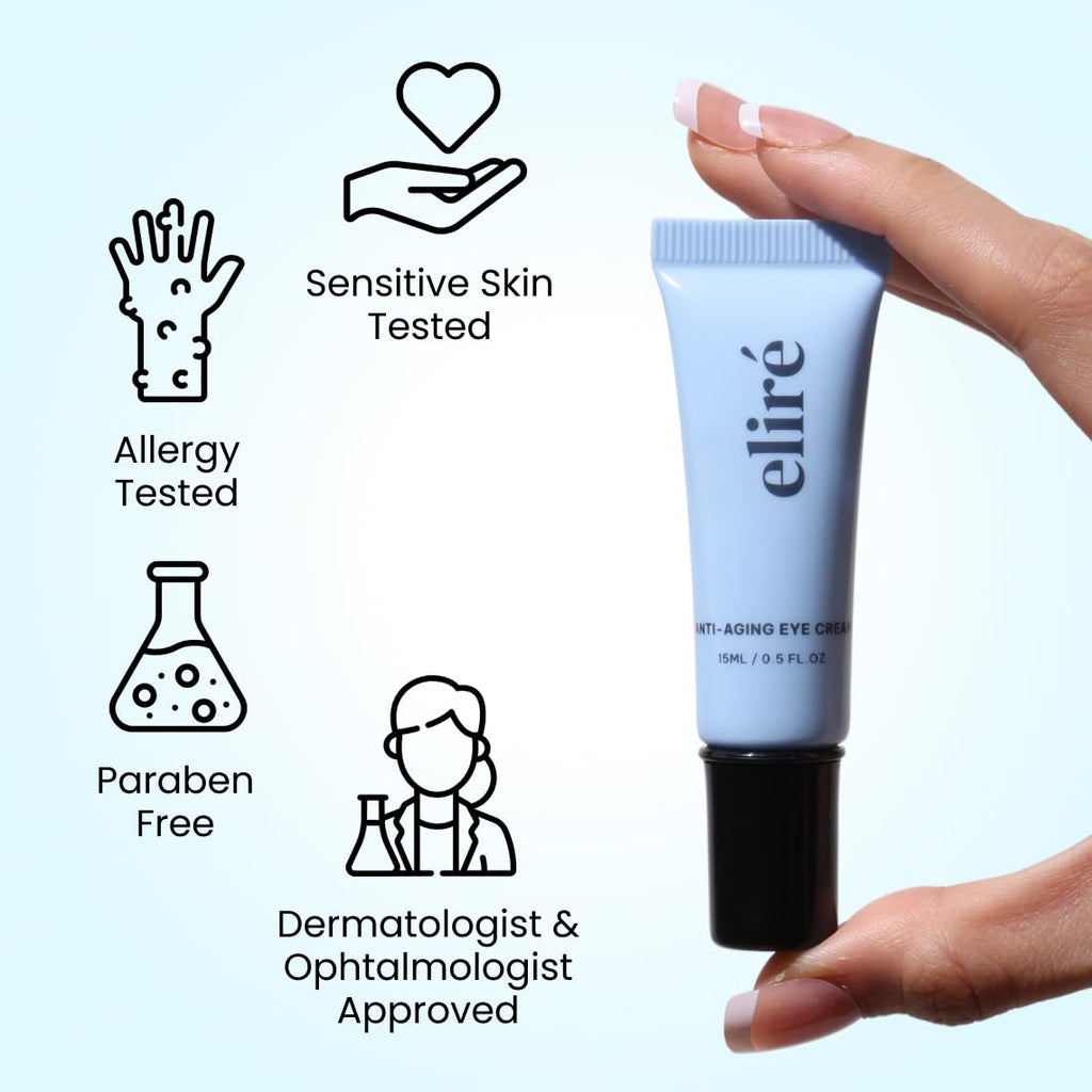 Eliré Korean Anti-Aging Eye Cream – Smooths Wrinkles, Firms & Hydrates with Ceramides & Caffeine (15ml)