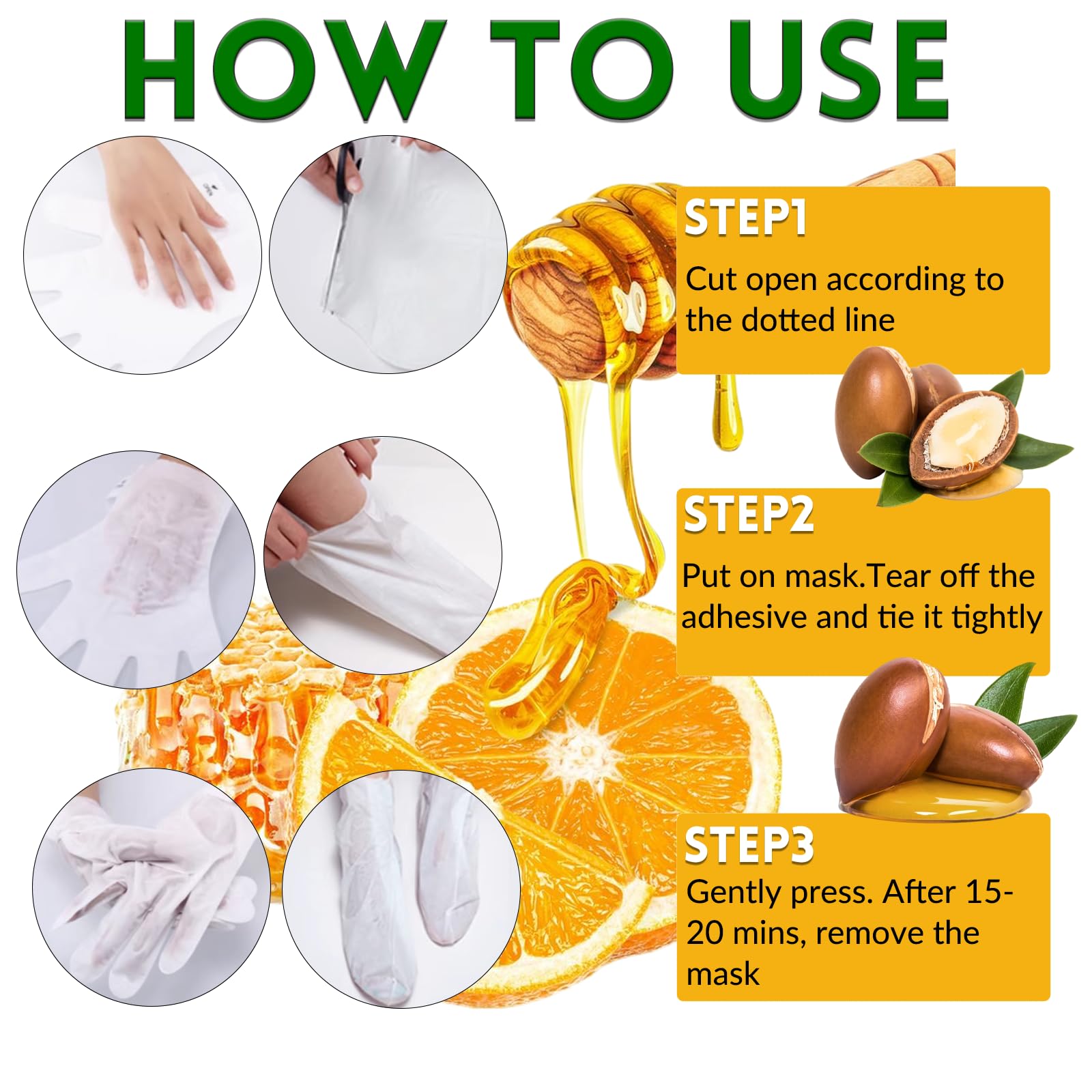 Elitzia Foot Mask & Hand Mask – Honey Almond Extract, 10-Pack Hydration Masks