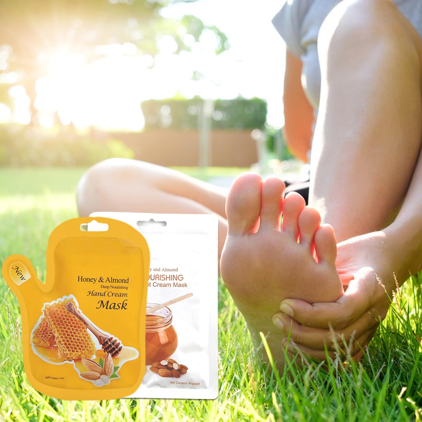 Elitzia Foot Mask & Hand Mask – Honey Almond Extract, 10-Pack Hydration Masks