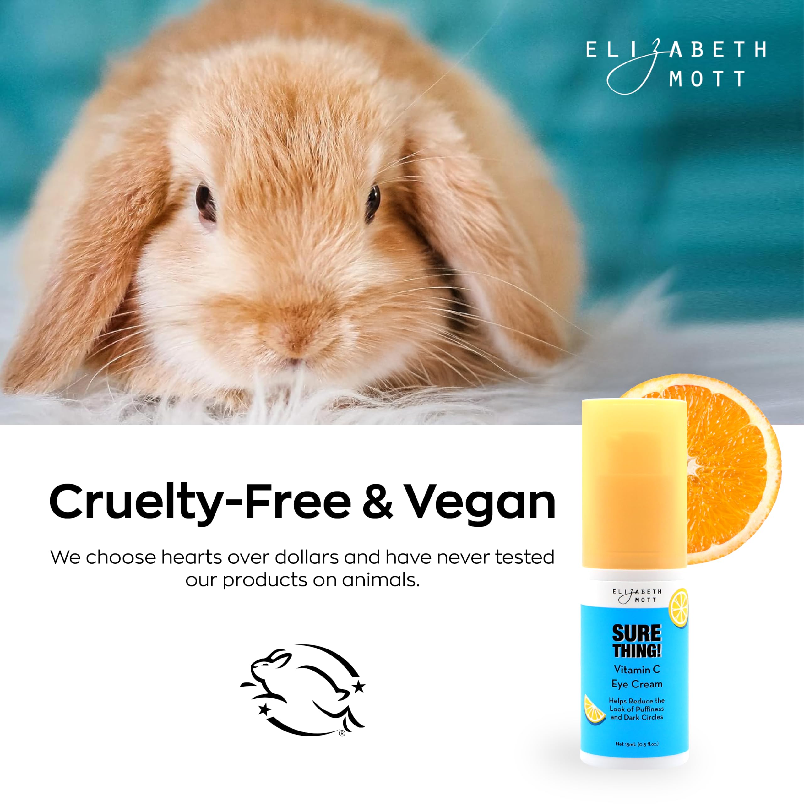 Elizabeth Mott Sure Thing Vitamin C Eye Cream — Hydrating & Brightening Eye Treatment (Vegan, Fragrance-Free) 0.5 oz