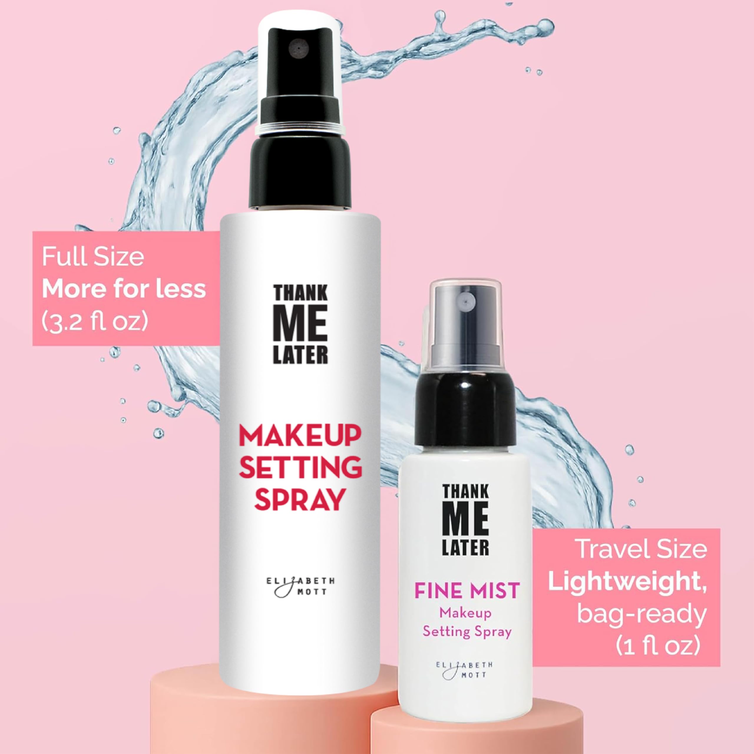 Elizabeth Mott Thank Me Later 3-in-1 Dewy Makeup Setting Spray – Hydrating Niacinamide, Travel-Size 30ml