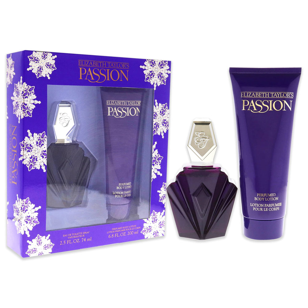 Elizabeth Taylor Passion Gift Set for Women – Perfume EDT 2.5 oz + Body Lotion 6.8 oz