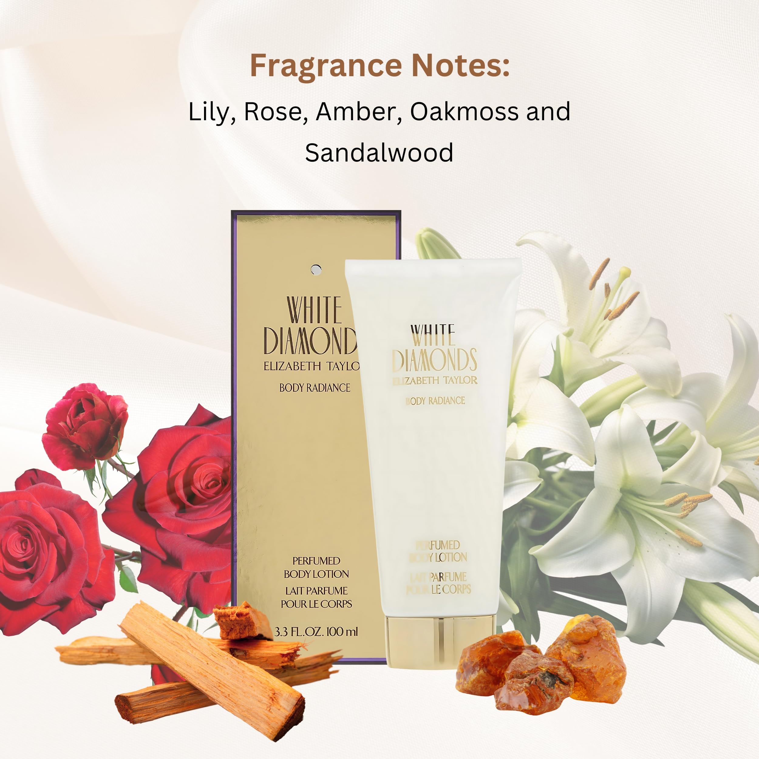 Elizabeth Taylor White Diamonds Body Lotion 3.3 oz – Hydrating Floral Scent